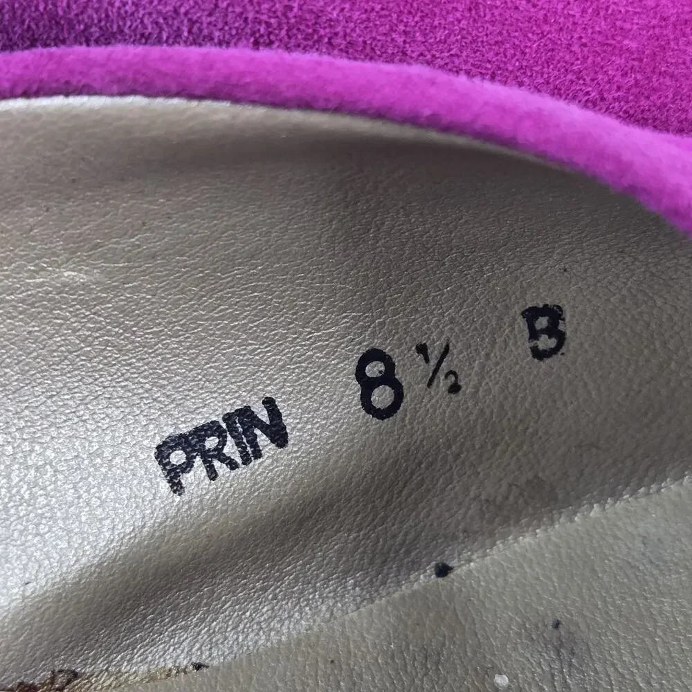 Vintage Jacques Levine Couture Suede Mules Fuchsia Pink Kitten Heels 8.5 B - Picture 8 of 11